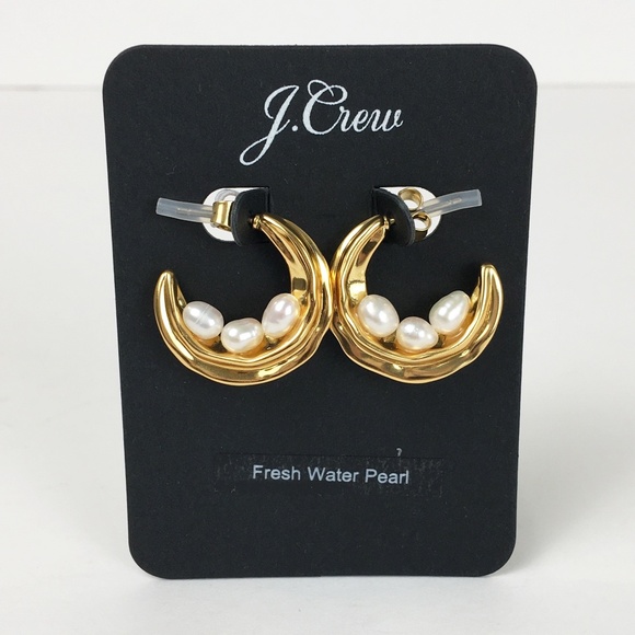 J. Crew Nested Fresh Water Pearl Hoop Earrings - Picture 1 of 5